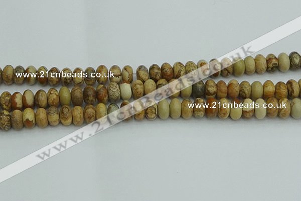 CRB2857 15.5 inches 6*10mm rondelle picture jasper beads