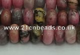 CRB2886 15.5 inches 5*8mm rondelle rhodonite beads wholesale