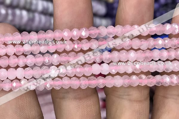 CRB3001 15.5 inches 4*6mm faceted rondelle rose quartz beads