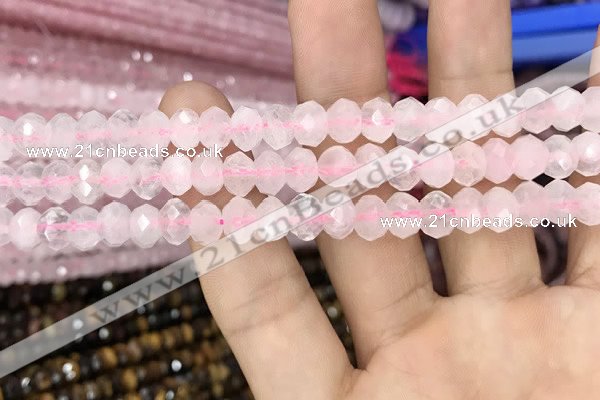 CRB3002 15.5 inches 6*8mm faceted rondelle rose quartz beads