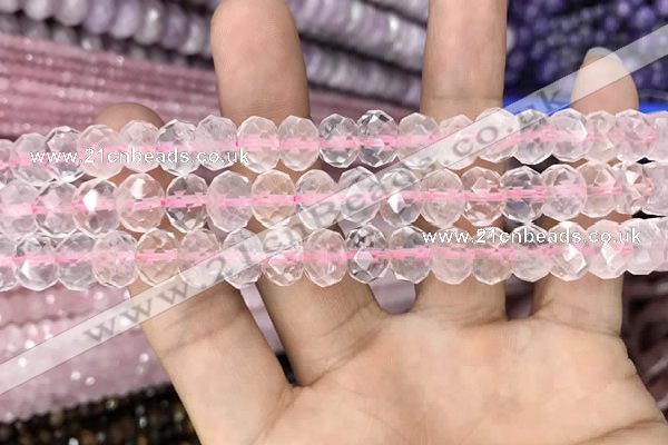 CRB3003 15.5 inches 8*10mm faceted rondelle rose quartz beads