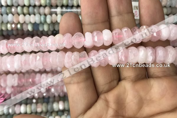 CRB3004 15.5 inches 6*10mm faceted rondelle rose quartz beads