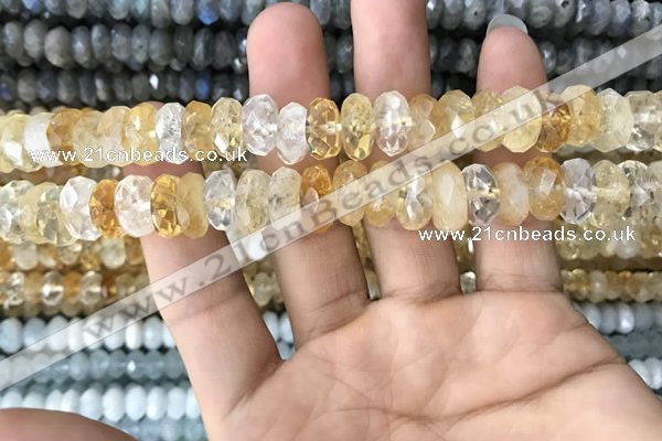 CRB3014 15.5 inches 6*12mm faceted rondelle citrine beads