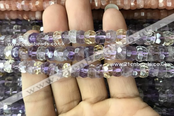 CRB3019 15.5 inches 6*8mm faceted rondelle ametrine beads