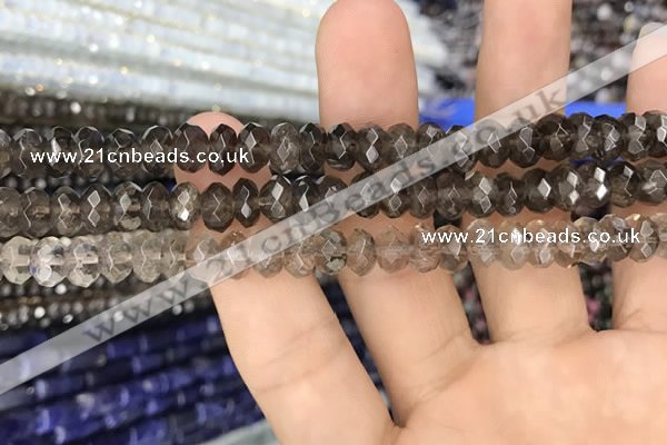 CRB3023 15.5 inches 5*8mm faceted rondelle smoky quartz beads