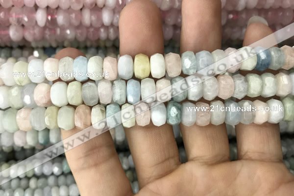 CRB3025 15.5 inches 6*9mm faceted rondelle morganite beads