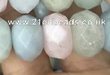 CRB3027 15.5 inches 8*14mm faceted rondelle morganite beads