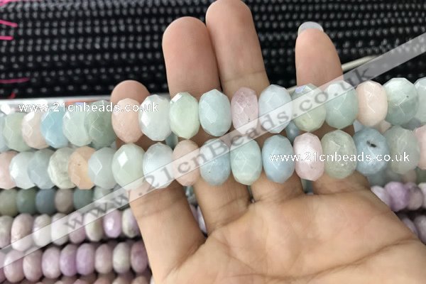 CRB3027 15.5 inches 8*14mm faceted rondelle morganite beads