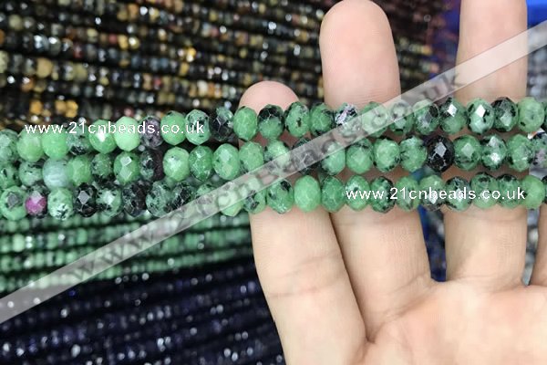 CRB3037 15.5 inches 5*8mm faceted rondelle ruby zoisite beads