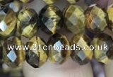 CRB3040 15.5 inches 6*8mm faceted rondelle yellow tiger eye beads