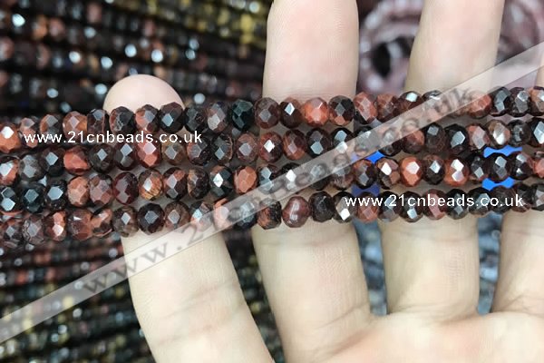 CRB3042 15.5 inches 4*6mm faceted rondelle red tiger eye beads