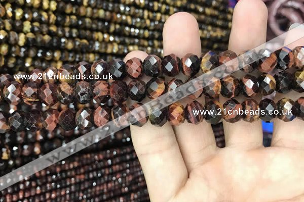 CRB3044 15.5 inches 8*10mm faceted rondelle red tiger eye beads