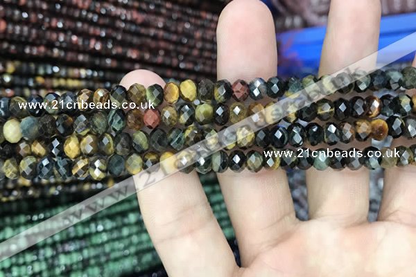 CRB3046 15.5 inches 4*6mm faceted rondelle mixed tiger eye beads