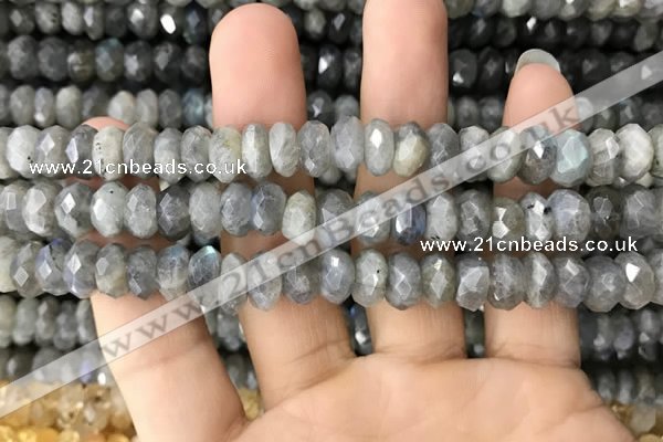 CRB3049 15.5 inches 5*8mm faceted rondelle labradorite beads