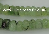 CRB305 5*8mm - 10*14mm faceted rondelle green rutilated quartz beads