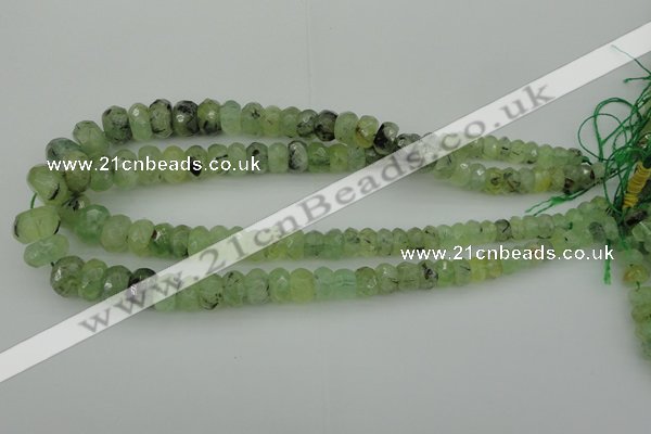 CRB305 5*8mm - 10*14mm faceted rondelle green rutilated quartz beads