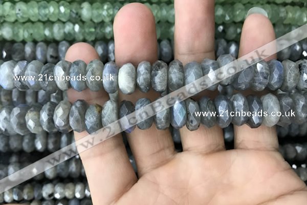 CRB3051 15.5 inches 6*12mm faceted rondelle labradorite beads