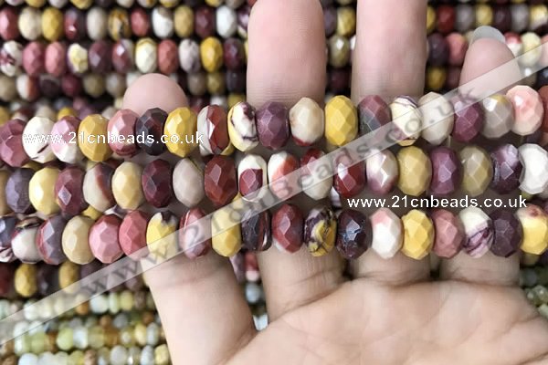 CRB3055 15.5 inches 6*10mm faceted rondelle mookaite beads