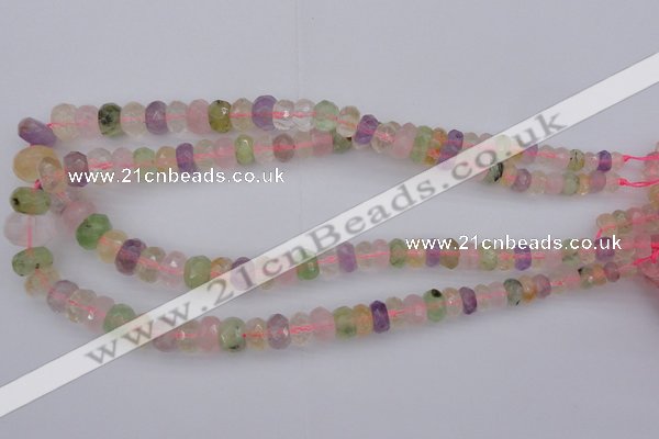 CRB306 5*8mm - 10*14mm faceted rondelle multicolor quartz beads