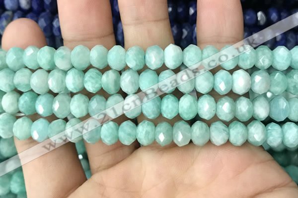 CRB3072 15.5 inches 5*8mm faceted rondelle amazonite gemstone beads