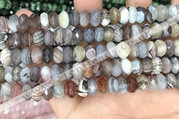 CRB3074 5*8mm - 4*9mm faceted rondelle Botswana agate beads
