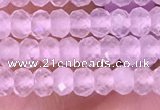 CRB3101 15.5 inches 2*3mm faceted rondelle tiny rose quartz beads