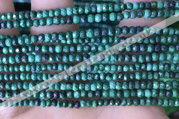 CRB3128 15.5 inches 2*3mm faceted rondelle tiny malachite beads