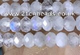 CRB3141 15.5 inches 2.5*4mm faceted rondelle tiny white moonstone beads