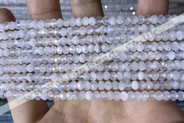 CRB3141 15.5 inches 2.5*4mm faceted rondelle tiny white moonstone beads