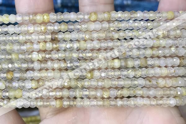 CRB3148 2.5*4mm faceted rondelle tiny golden rutilated quartz beads