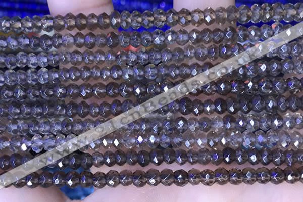 CRB3152 15.5 inches 2.5*4mm faceted rondelle tiny smoky quartz beads