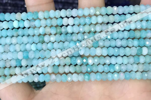 CRB3155 15.5 inches 2.5*4mm faceted rondelle tiny amazonite beads