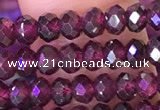 CRB3158 15.5 inches 2.5*4mm faceted rondelle tiny red garnet beads