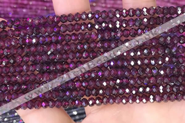 CRB3158 15.5 inches 2.5*4mm faceted rondelle tiny red garnet beads