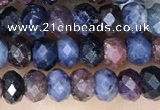 CRB3161 15.5 inches 2.5*4mm faceted rondelle tiny ruby & sapphire beads