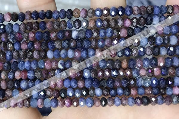 CRB3161 15.5 inches 2.5*4mm faceted rondelle tiny ruby & sapphire beads