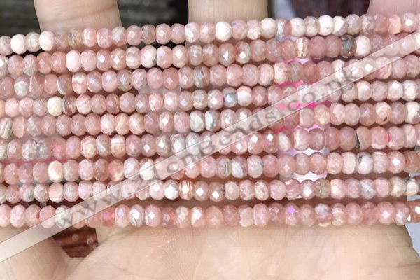 CRB3179 15.5 inches 2.5*4mm faceted rondelle tiny rhodochrosite beads