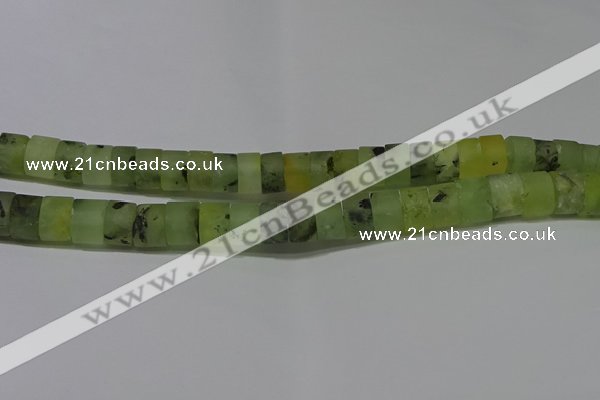 CRB320 15.5 inches 8*12mm tyre matte green rutilated quartz beads