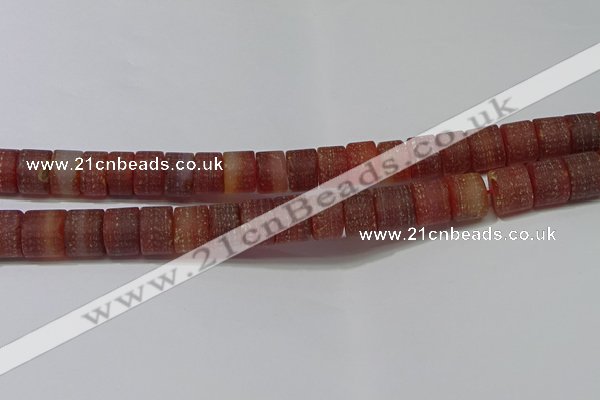 CRB325 15.5 inches 8*12mm tyre matte red agate gemstone beads