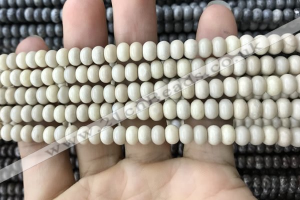 CRB4050 15.5 inches 4*6mm rondelle white fossil jasper beads wholesale