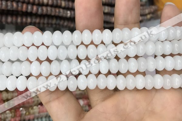 CRB4070 15.5 inches 5*8mm rondelle white jade beads wholesale