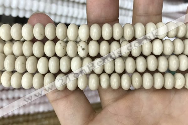 CRB4072 15.5 inches 5*8mm rondelle white fossil jasper beads wholesale