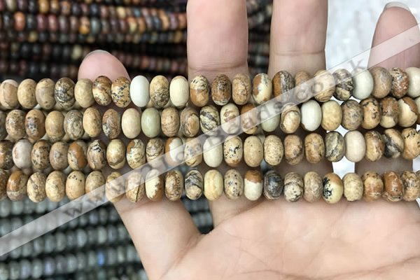 CRB4073 15.5 inches 5*8mm rondelle picture jasper beads wholesale