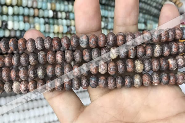 CRB4074 15.5 inches 5*8mm rondelle leopard skin jasper beads wholesale