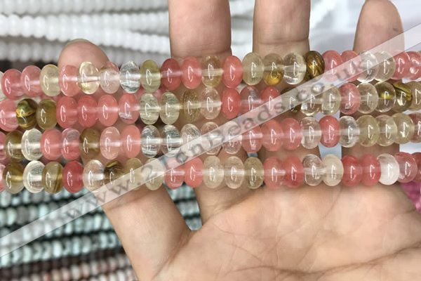 CRB4079 15.5 inches 5*8mm rondelle volcano cherry quartz beads wholesale