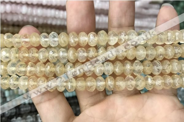 CRB4111 15.5 inches 5*8mm faceted rondelle yellow watermelon beads