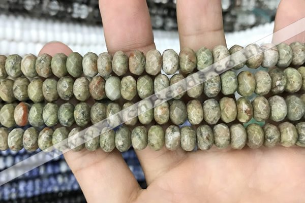 CRB4117 15.5 inches 5*8mm faceted rondelle Chinese unakite beads