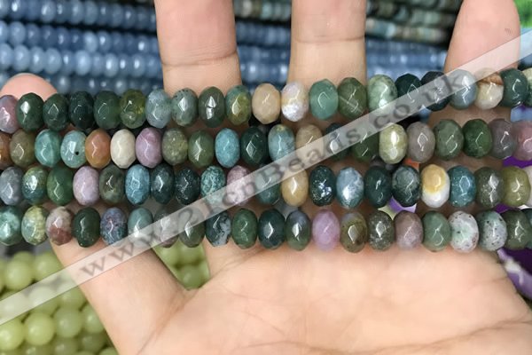 CRB4120 15.5 inches 5*8mm faceted rondelle Indian agate beads