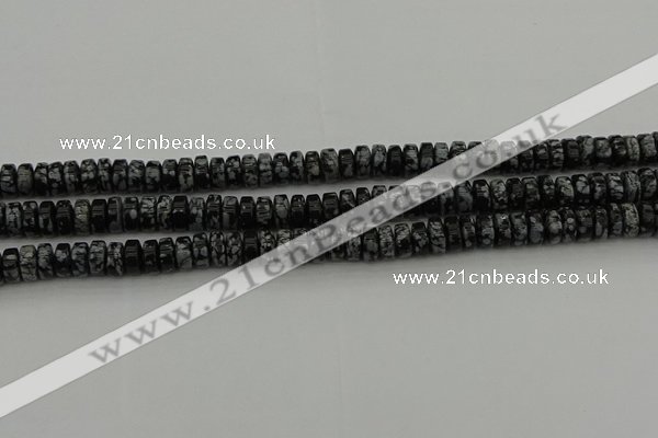 CRB431 15.5 inches 5*8mm rondelle snowflake obsidian beads