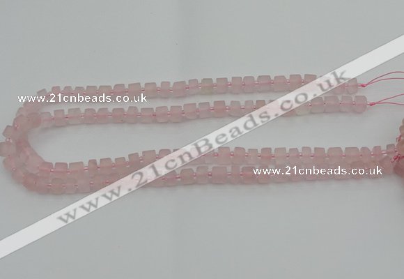 CRB450 15.5 inche 5*8mm tyre matte rose quartz gemstone beads